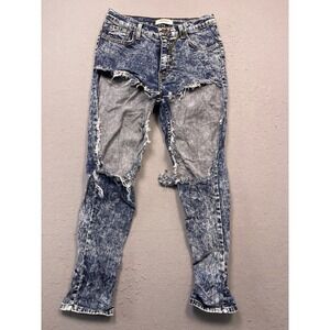 Vibrant M.I.U. Distressed Skinny Jeans Denim Acid Wash Blue 3 Womens